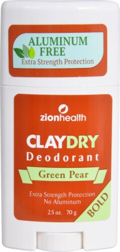 Zion Health  Claydry Aluminum Free Deodorant Green Pear Bold Perspective: front