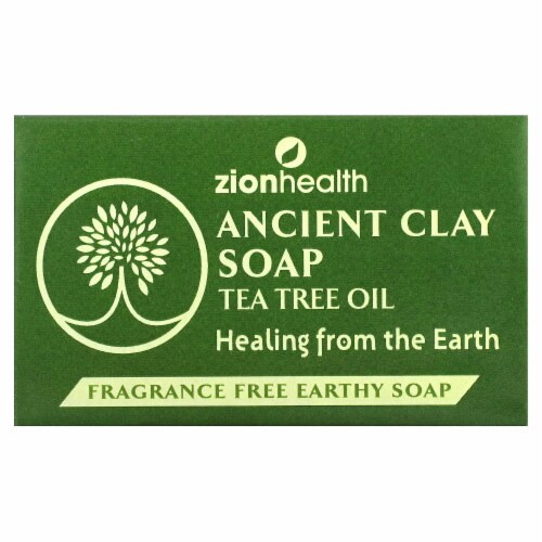 Zion Health Ancient Clay Bar Soap with Tea Tree Oil Fragrance Free - 6 oz (170 g) Perspective: front