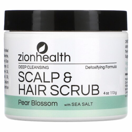 Zion Health Deep Cleansing Scalp & Hair Scrub Pear Blossom with Sea Salt - 4 oz (113 g) Perspective: front