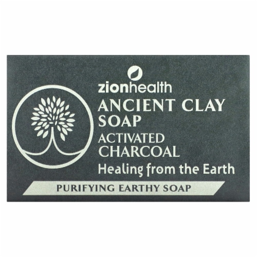 Zion Health Ancient Clay Soap Activated Charcoal Perspective: front