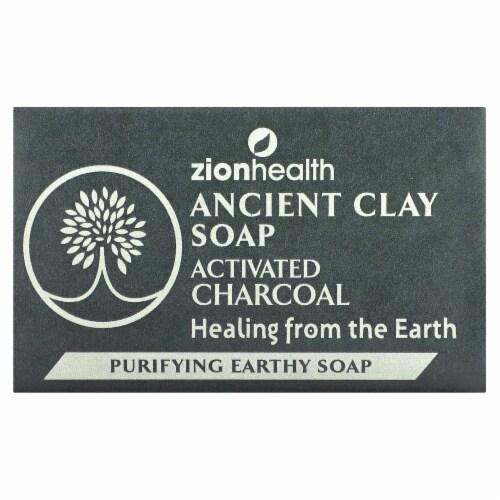 Zion Health Ancient Clay Soap Activated Charcoal - 6 oz (170 g) Perspective: front