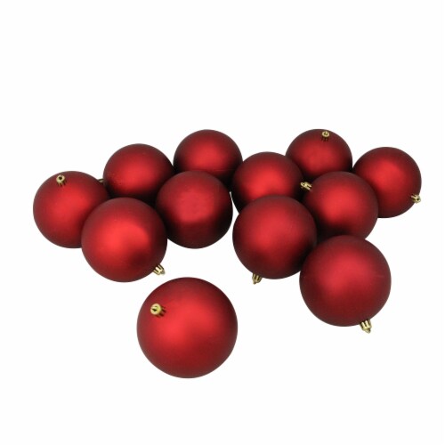 Northlight 12ct Red Hot Shatterproof Matte Christmas Ball Ornaments 4 (100mm) Perspective: front