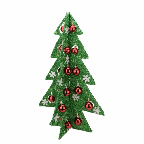 Northlight 28  Pre-Lit Battery Operated Green and Red LED Christmas Tree Tabletop Decor Perspective: front