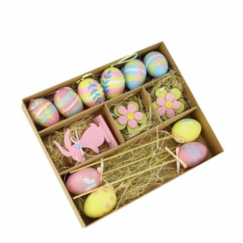 Northlight Club Pack of 13 Pastel Pink and Yellow Painted Floral Easter Spring Decor 10 Perspective: front