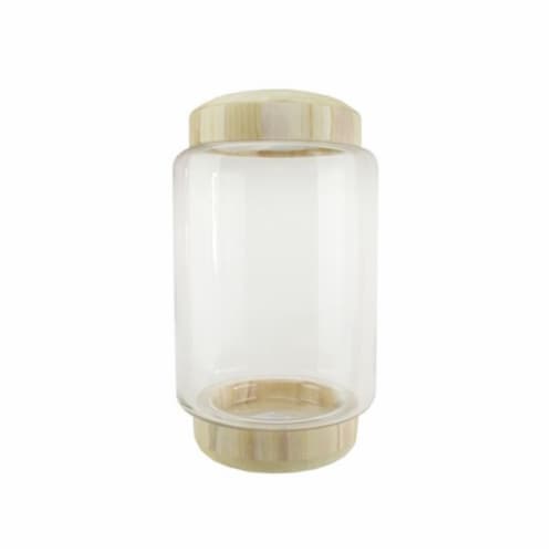 NorthLight 13.5 in. Cylindrical Transparent Glass Container with Wooden Base & Lid Perspective: front