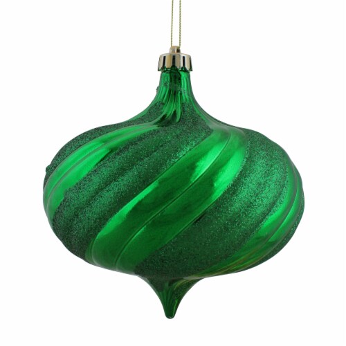 DAK 4ct Shiny Green Shatterproof Onion Drop Christmas Ornaments 5.75  (150mm) Perspective: front