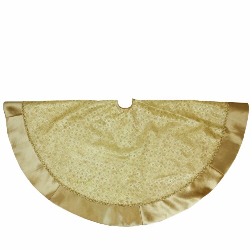 Northlight 48  Gold Glittered Star Christmas Round Tree Skirt Perspective: front