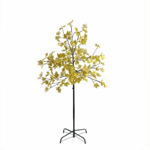 Northlight 5' Pre-Lit LED Lighted Fall Harvest Yellow Maple Leaf Artificial Tree - White Perspective: front