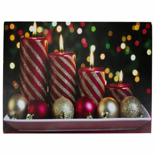 Northlight LED Red and Gold Christmas Candles Display Wall Art x 1 - Metro Market