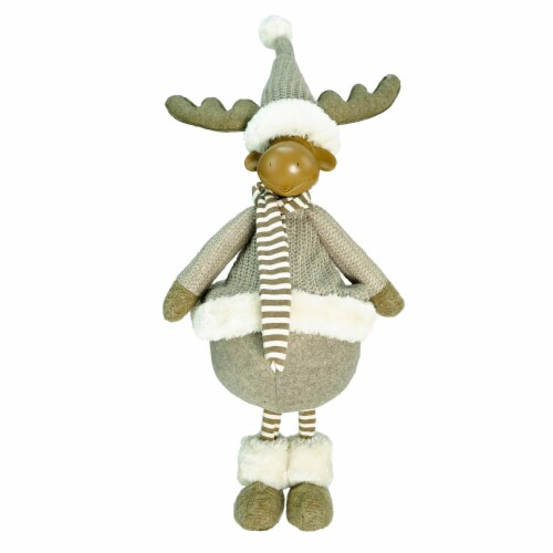 Northlight 24.75  Gray and Beige Standing Moose Christmas Table Top Figure Perspective: front