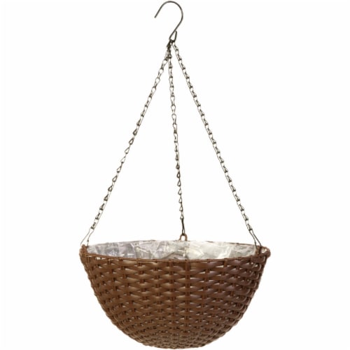 Panacea Resin Brown Wicker Hanging Basket Perspective: front