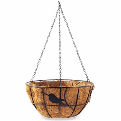 Panacea 84252 Round Classic Perching Birds Hanging Basket With Coco Fiber Liner Perspective: front
