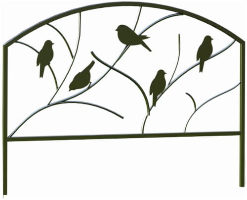 Panacea Perching Birds Garden Edge Fence - Black Perspective: front