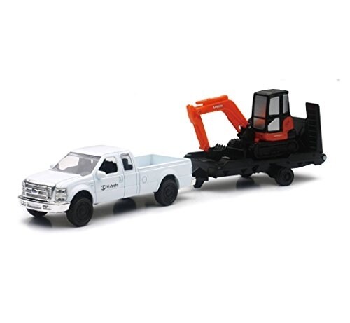 Die Cast Kubota Kx040 Excavator W/ Ford Pick Up Truck Perspective: front