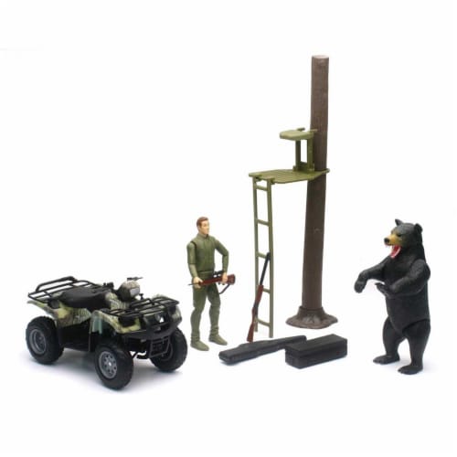 Wildlife Hunter 1:12 Scale Playset Bear Hunter with Bear and ATV Perspective: front
