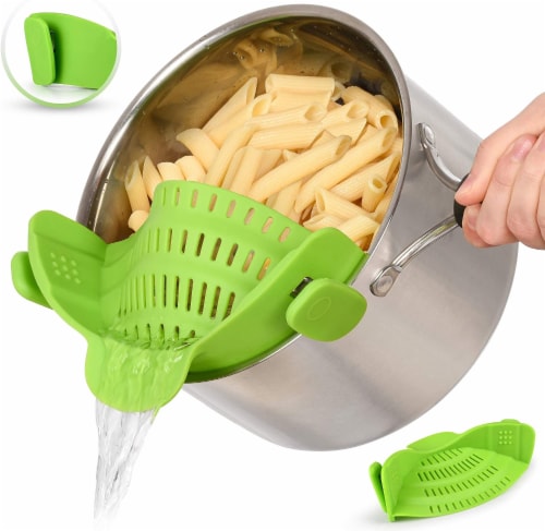 Zulay Kitchen Adjustable Silicone Pot Strainer With Clips - Green