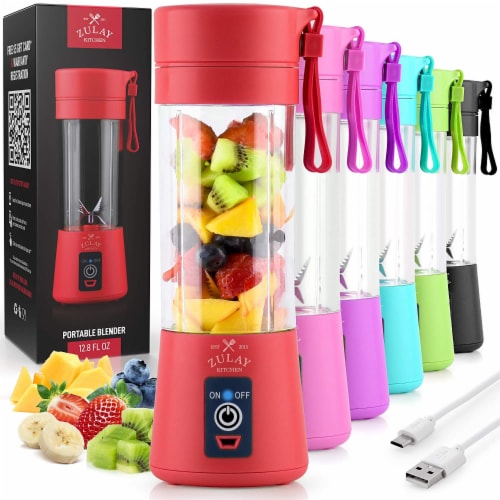Zulay Kitchen Portable Blender - USB Rechargeable Portable For Travel - Red Perspective: front