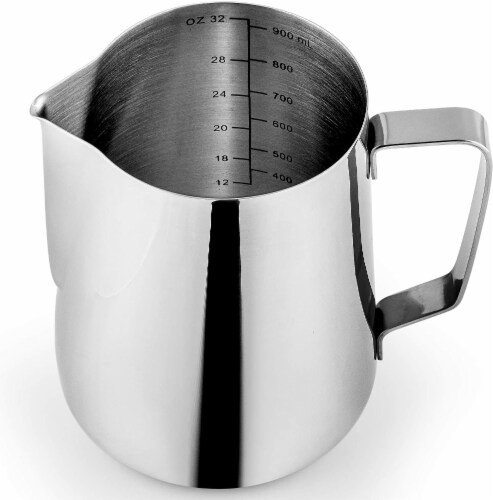 Zulay Kitchen Stainless Steel Frothing Pitcher 32oz Perspective: front