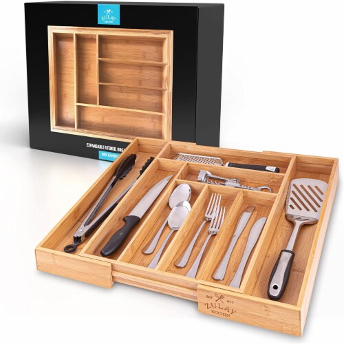 Zulay Kitchen Expandable Bamboo Kitchen Drawer Organizer