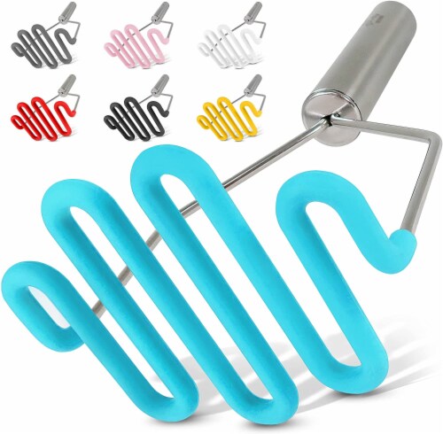 Zulay Kitchen Potato Masher with Premium Silicone-Coated Stainless-Steel Design - Blue Perspective: front