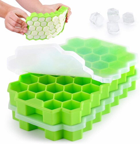Zulay Kitchen Honeycomb Shaped Silicone Ice Cube Tray Set- 2 Pack Perspective: front