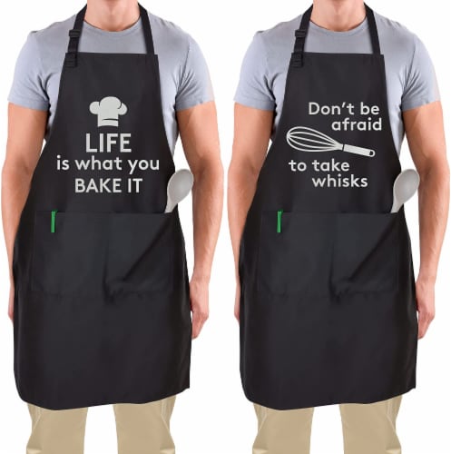 Zulay Kitchen Funny Aprons for Men, Women & Couples Black - Cooking Puns, 2  - Kroger