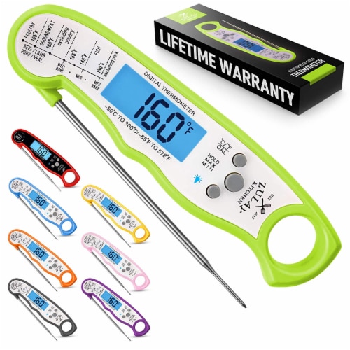 Zulay Kitchen Digital Meat Thermometer - Green Perspective: front