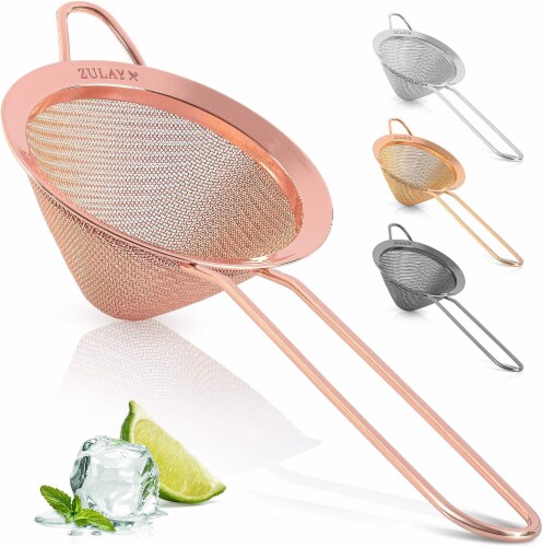 Zulay Kitchen Cone Shaped Cocktail Strainer - Rose Gold Perspective: front
