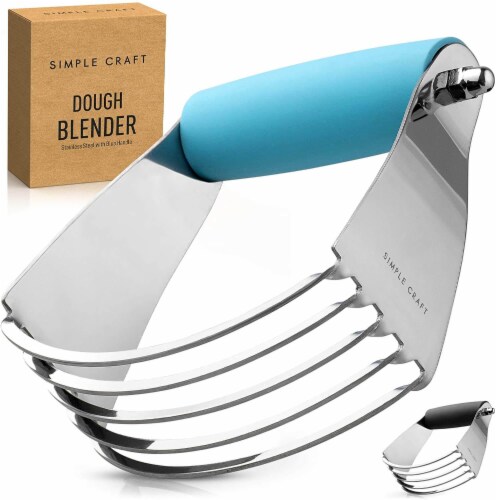 Simple Craft Pastry Dough Cutter with Comfortable Grip Handle - Blue Perspective: front