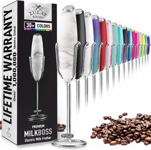 Zulay Kitchen Milk Frother With Holster Stand - Quartz Perspective: front