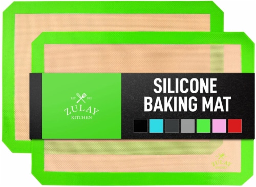 Zulay Kitchen Silicone Baking Mat Sheet 2-Pack - Light Green Perspective: front