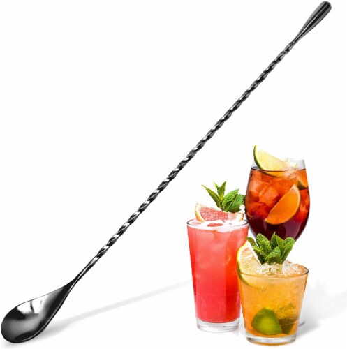 Zulay Kitchen Cocktail Spoon - Black Perspective: front