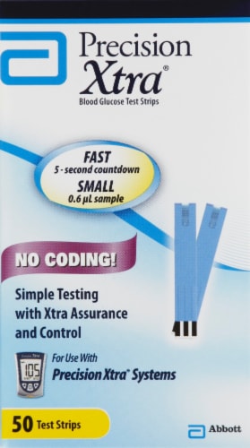 Precision Xtra Blood Glucose Test Strips Perspective: front