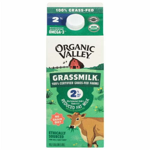 Organic Valley® Grassmilk® Grassfed 2% Reduced Fat Milk Half Gallon Perspective: front