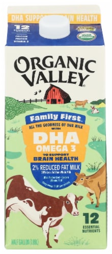 Organic Valley® Family First™ 2% Reduced Fat Milk with DHA and Omega 3 Perspective: front