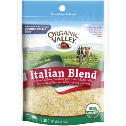Organic Valley Finely Shredded Italian Blend Cheese Perspective: front