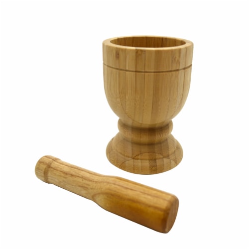 IMUSA Small Bamboo Mortar and Pestle Perspective: front