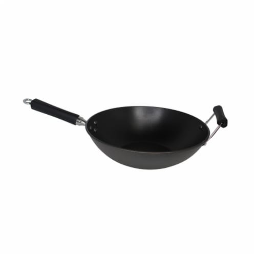 IMUSA Wok Light Cast Iron With Bakelite Handles - Black Perspective: front