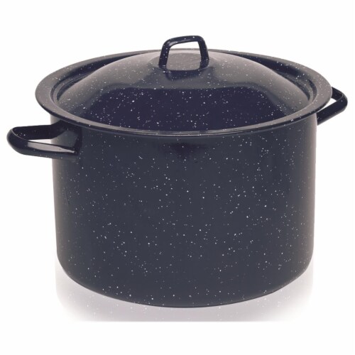 Imusa Enamel Stock Pot with Lid - Blue Perspective: front