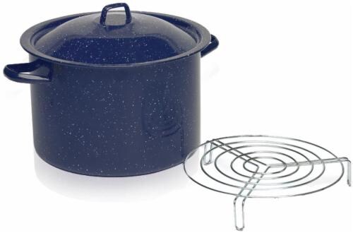 IMUSA Enamel Steamer/Stock Pot - Blue Perspective: front