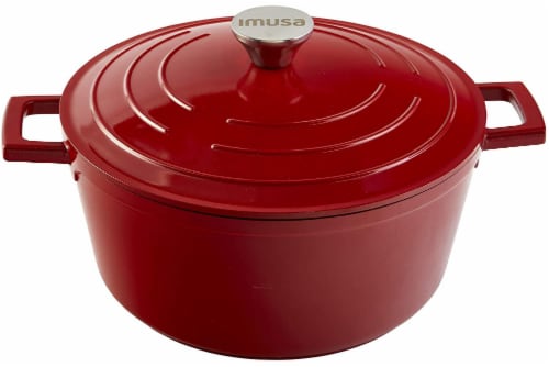 IMUSA Cast Aluminum Covered Dutch Oven - Red Perspective: front