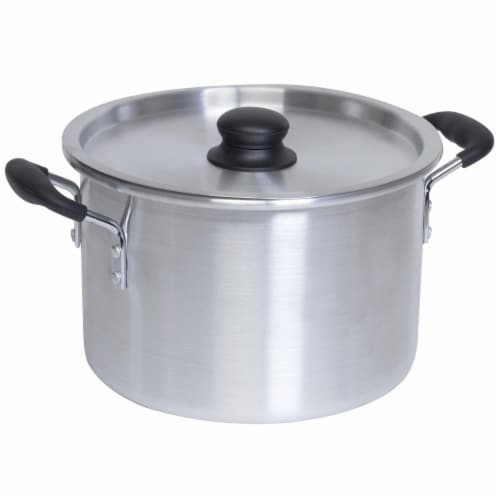 EMG IMU60008 8 qt. Imusa Aluminum Stock Pot with Lid, Silver Perspective: front