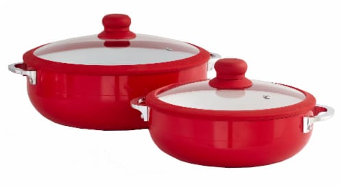 IMUSA Ceramic Nonstick Caldero Set with Lids - Red Perspective: front