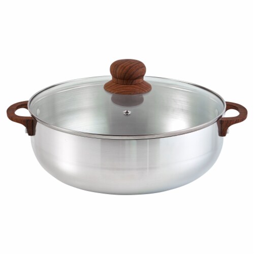 IMUSA Caldero with Glass Lid & Wood-Look Handles Perspective: front