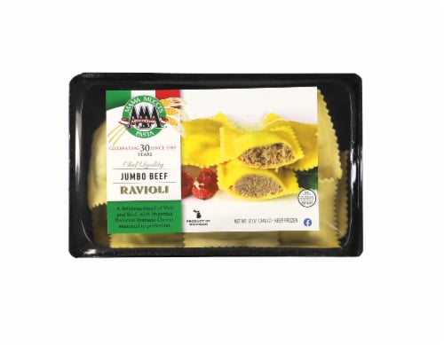 Mama Mucci's Pasta Jumbo Square Beef Filled Ravioli Perspective: front