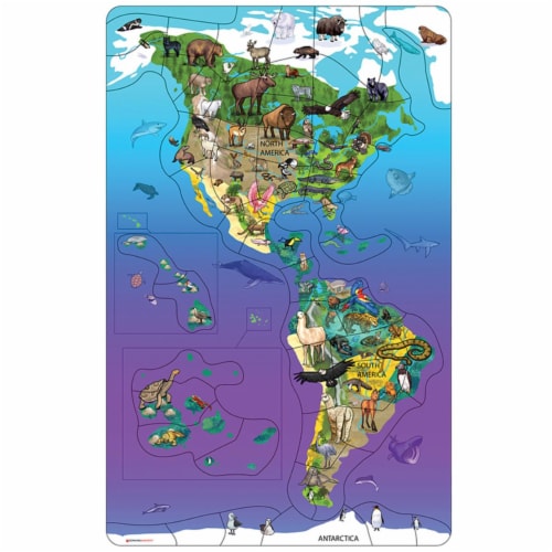 Dowling Magnets DO-734100 11.5 x 18 in. North South America Wildlife Puzzle Perspective: front