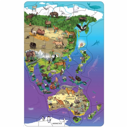 Dowling Magnets DO-734120 11.5 x 18 in. Asia Australia Wildlife Map Puzzle Perspective: front