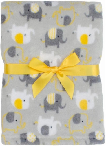 baby gear Elephant Print Velboa Baby Blanket Gray Yellow One Size King Soopers
