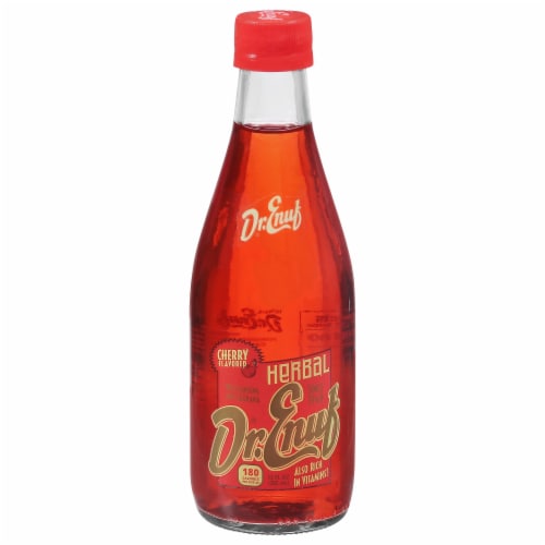 Dr. Enuf Herbal Cherry Energy Drink Bottle Perspective: front