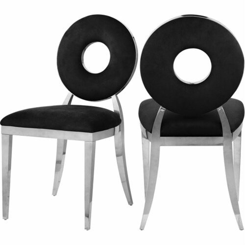 Meridian Furniture Carousel Black Velvet Dining Chair (Set of 2) Perspective: front